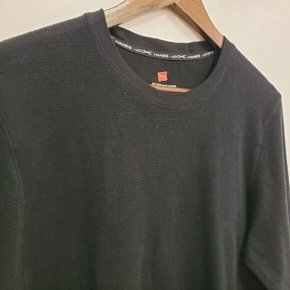 Hanes Mens Long Sleeve Waffle Knit Thermal Shirt Size M Blue Baselayer Winter - Picture 2 of 8